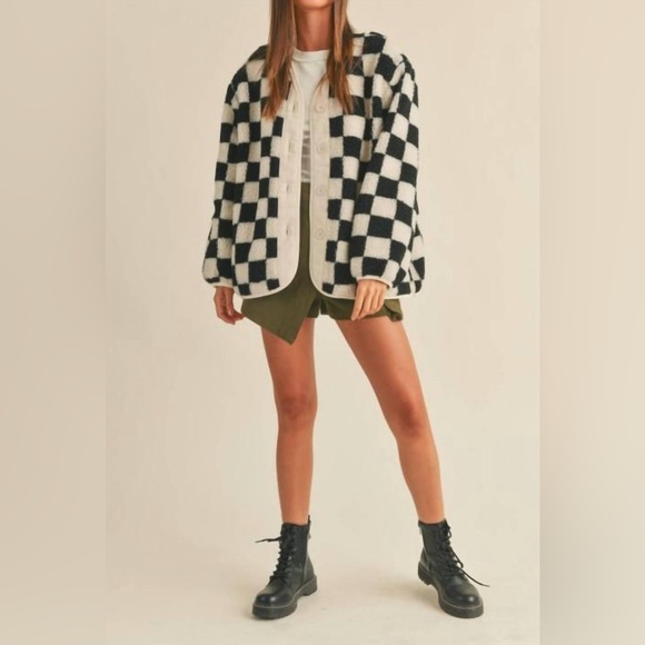 Miou Muse Black and White Checkered Jacket - Picture 2 of 5